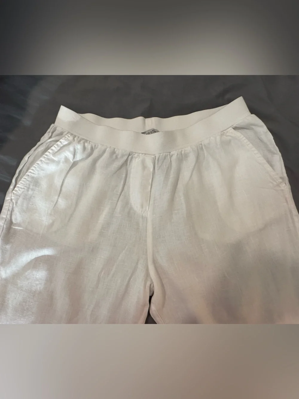 ROSSO35 White Linen Blend Pull-On Pants Made in Italy Size 44 (US Size 8)